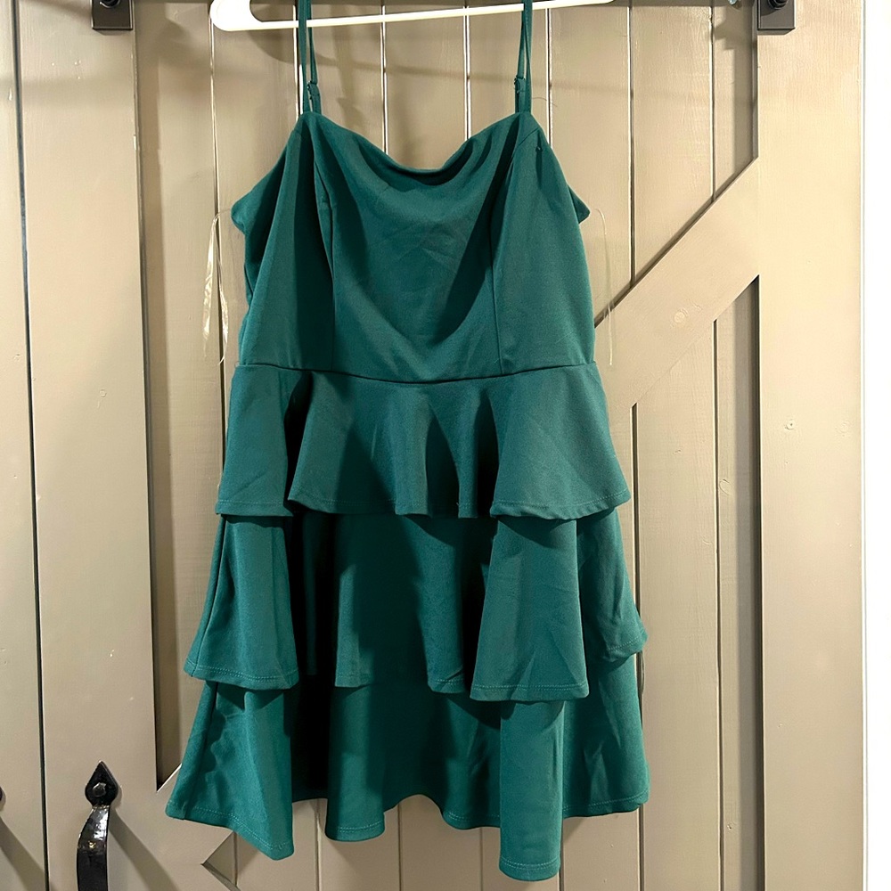 Altar’d State Emerald Green layered dress with open back